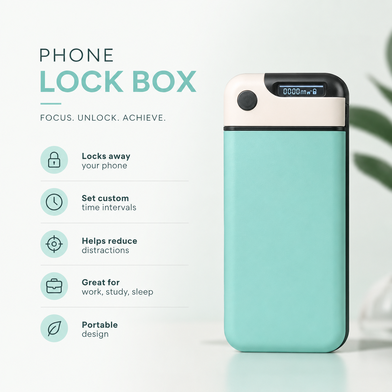 Timed Phone Lock Box | Reduce Screen Time, Improve Focus & Get More Done